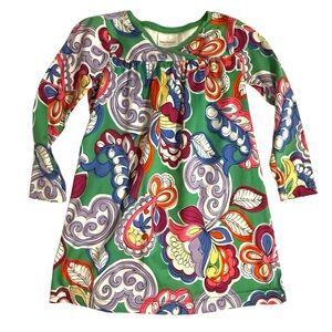 Hanna Andersson Girls Long Sleeve Dress Size 110 Paisley Floral Organic Cotton